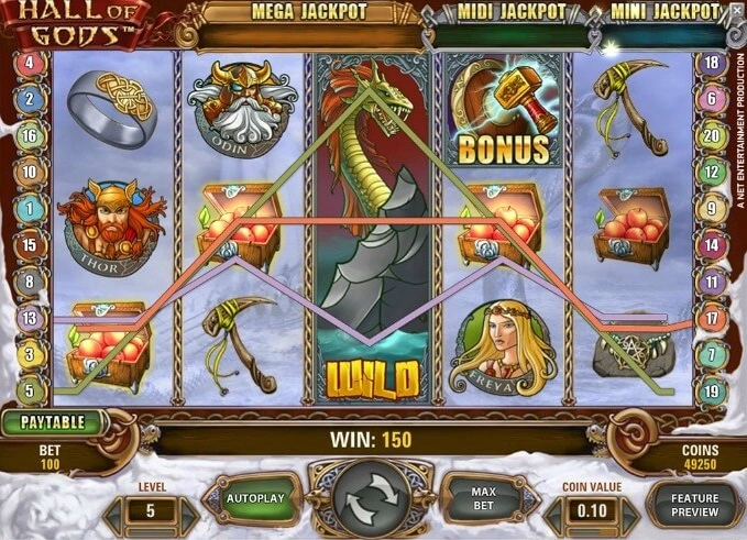 Progresif Jackpot Slotları Hall of Gods